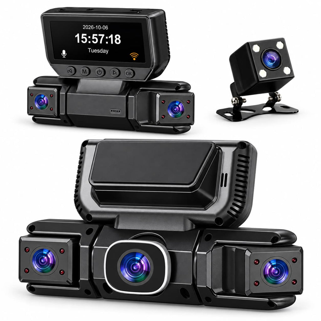 Dashcam voiture 4 caméras WiFi – avant, arrière et côtés, écran 3,16"