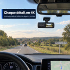 Dashcam voiture 4K avant + arrière 1080p GPS WiFi – carte 32 Go incluse