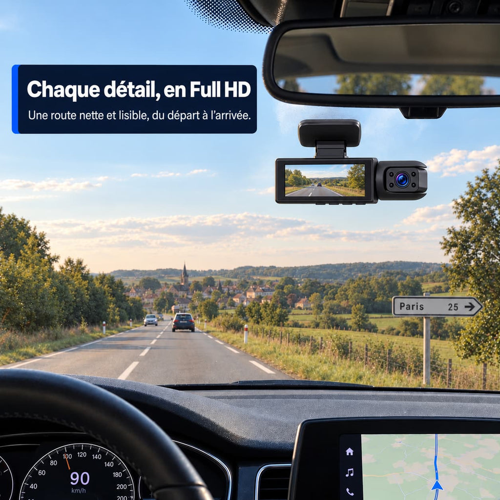 Dashcam voiture avant + habitacle Full HD WiFi – caméra intérieure VTC