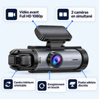 Dashcam voiture avant + habitacle Full HD WiFi – caméra intérieure VTC