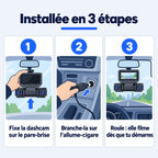 Dashcam voiture 4 caméras WiFi – avant, arrière et côtés, écran 3,16"