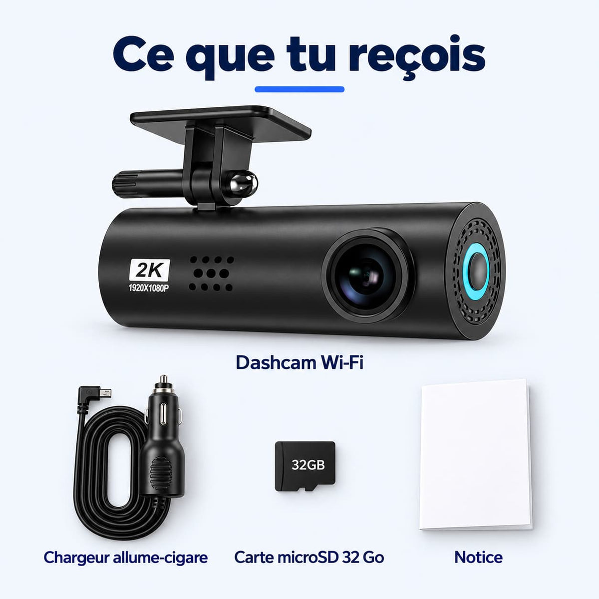 Mini dashcam voiture Full HD WiFi – discrète, sans écran