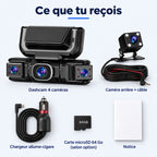 Dashcam voiture 4 caméras WiFi – avant, arrière et côtés, écran 3,16"