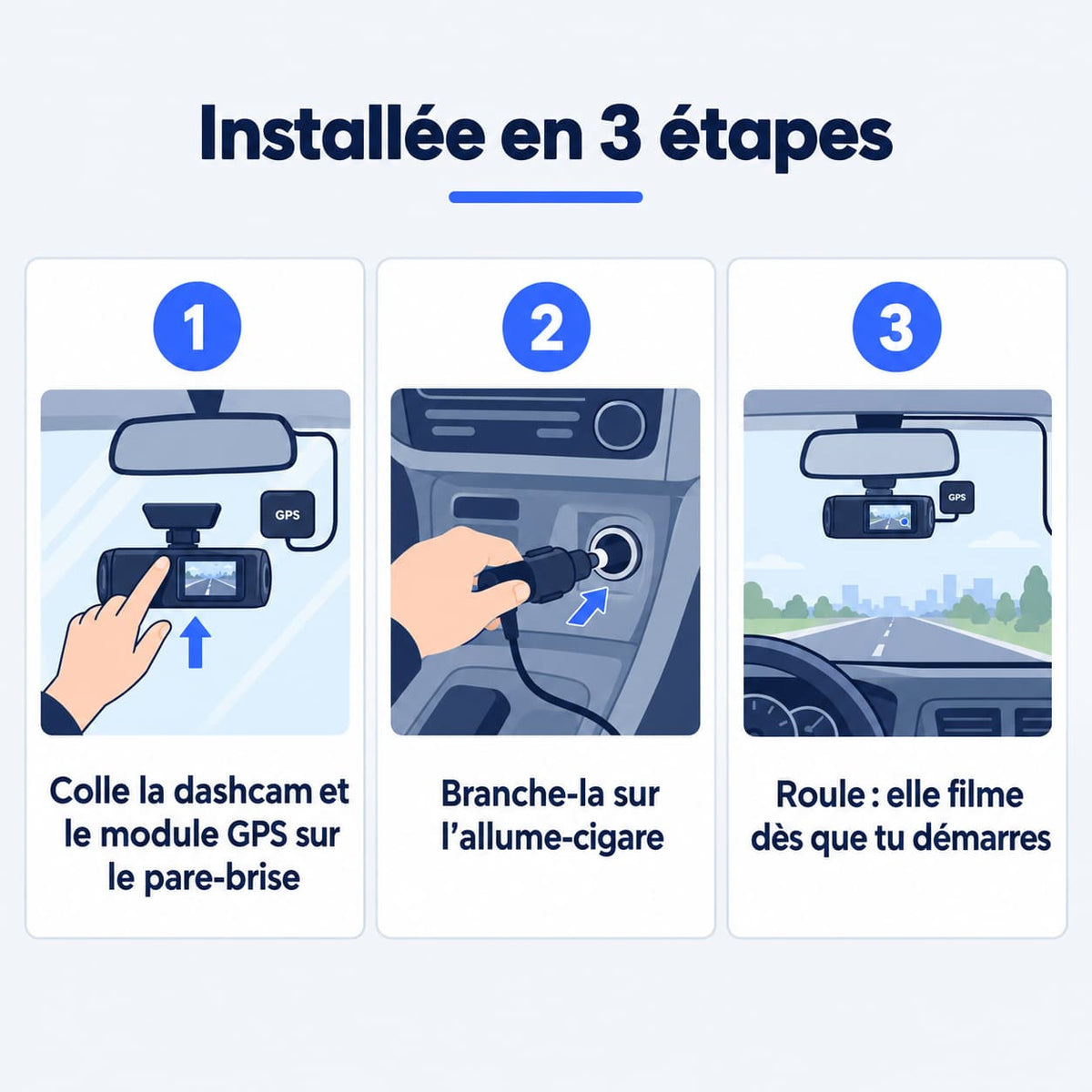 Dashcam voiture 4K avant + arrière 1080p GPS WiFi – carte 32 Go incluse