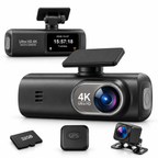 Dashcam voiture 4K avant + arrière 1080p GPS WiFi – carte 32 Go incluse