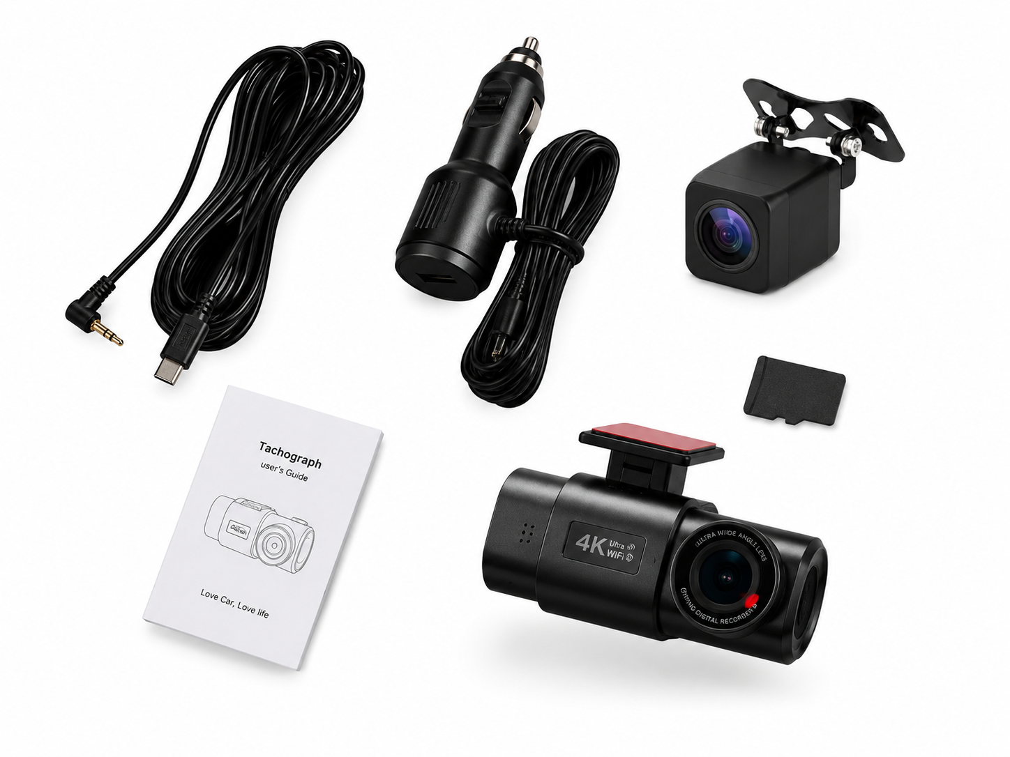 Dashcarcam 4K — Caméra embarquée Avant/Arrière Wifi