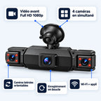 Dashcam voiture 4 caméras Full HD WiFi – avant, côtés et arrière