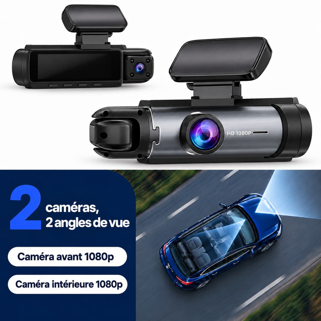 Dashcam voiture avant + habitacle Full HD WiFi – caméra intérieure VTC