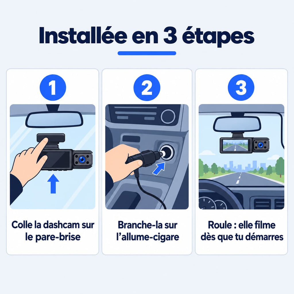 Dashcam voiture avant + habitacle Full HD WiFi – caméra intérieure VTC