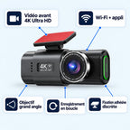Dashcam voiture 4K avant + arrière 1080p WiFi – caméra embarquée